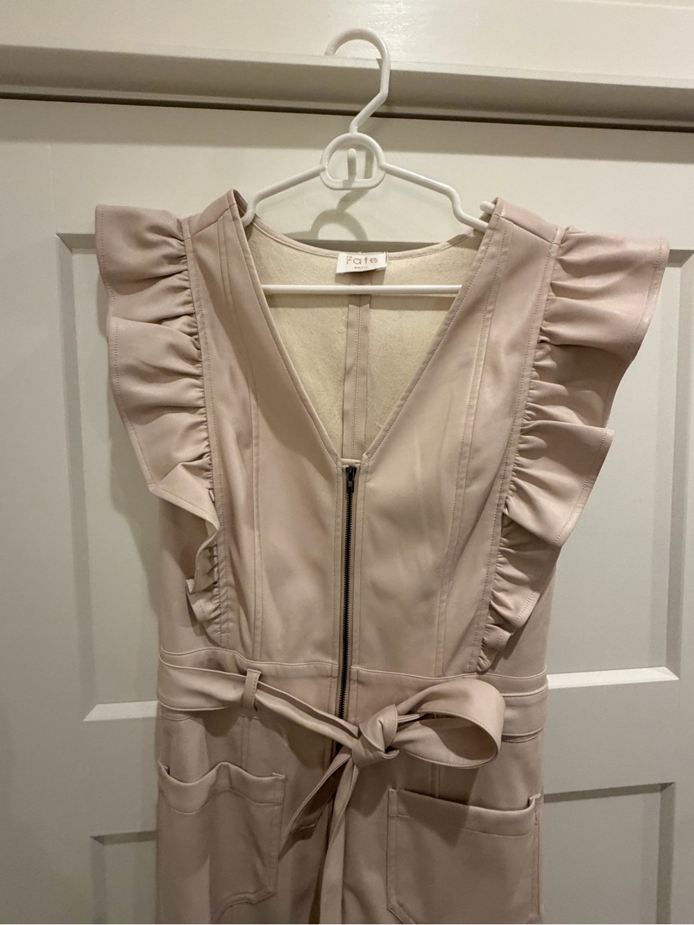 Fate Beige Ruffle-Sleeve Jumpsuit - Picture 5 of 6